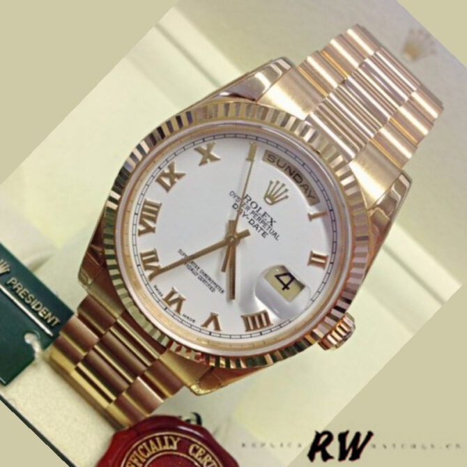 Replica Rolex Day-Date 118209 White Gold Copper Brown Dial 36mm Unisex Watch