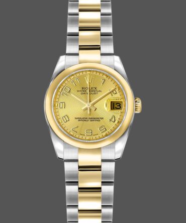 Rolex Datejust 179163 Concentric Circle Champagne Dial Domed Dezel 26MM Lady Replica Watch