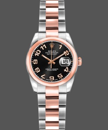 Rolex Datejust 179161 Stainless Steel and Everose Gold Concentric Circle Black Dial 26MM Lady Replica Watch