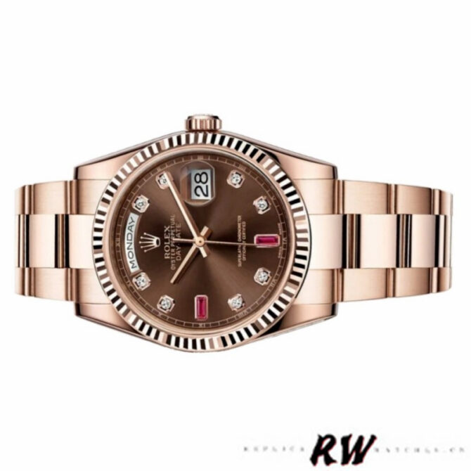Replica Rolex Day-Date 118235 Rose Gold Chocolate Brown Dial 36mm Unisex Watch
