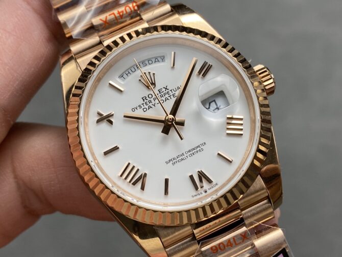 Replica Rolex Day Date 36mm Everose Gold 128235 0070 White Roman