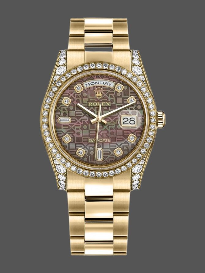 Replica Rolex Day-Date 118388 Black Diamond Dial 36mm Unisex Watch