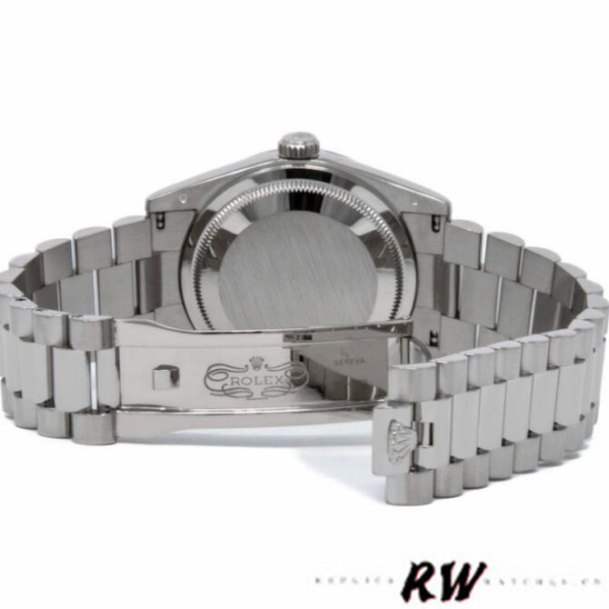 Replica Rolex Day-Date 118209 White Gold Silver Diamond Dial Automatic 36mm Unisex Watch