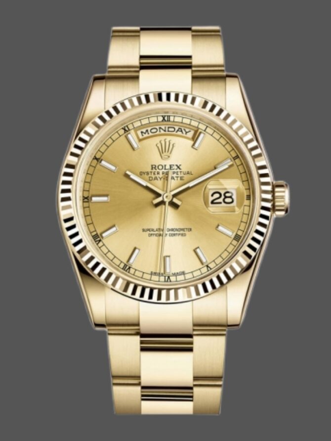 Replica Rolex Day-Date 118235 Rose Gold Chocolate Brown Dial 36mm Unisex Watch