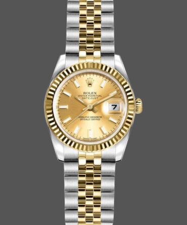 Rolex Datejust 179173 Champagne Index Dial Fluted Bezel 26MM Lady Replica Watch