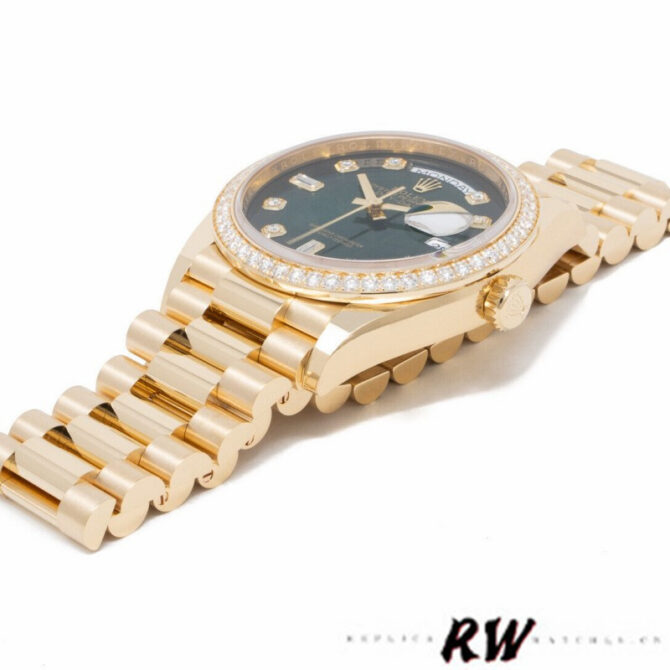 Replica Rolex Day-Date 128348RBR Green Ombre Diamond Dial Yellow Gold 36MM Unisex Watch