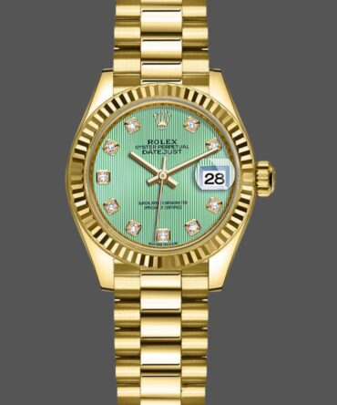 Rolex Datejust 279178 Mint Green Diamond Dial Fluted Bezel 28mm Lady Replica Watch