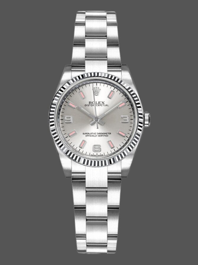 Rolex Oyster Perpetual 176234 Silver Dial Pink Baton 26MM Lady Replica Watch