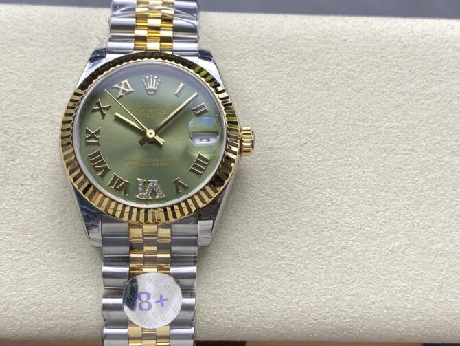 Rolex Datejust 31mm Stainless Steel and Yellow Gold 278273 0016 Green VI Roman Jubilee