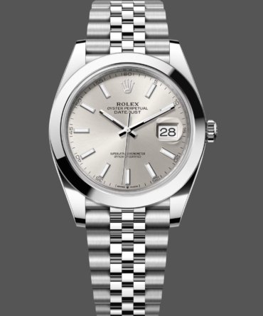 Rolex Datejust 41mm m126300 0004 Silver Stick DIal  Oystersteel Case Domed Bezel