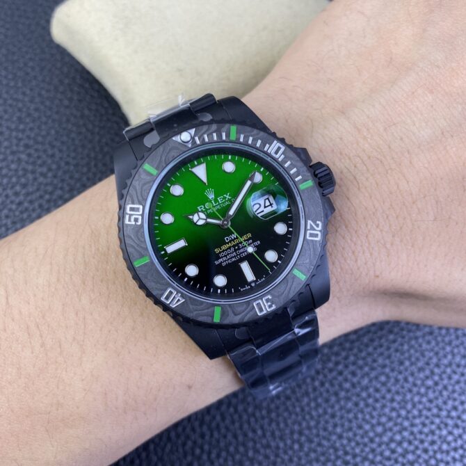 Rolex Submariner 116610LV PVD-DLC Stainless Steel Carbon Fiber Bezel Green Dial