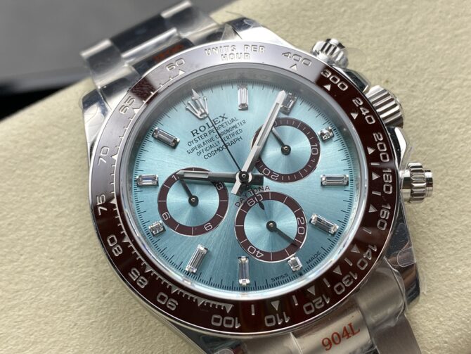 Rolex Platinum Cosmograph Daytona Ice Blue Ice Blue Diamond Baguette Mark 126506 0002