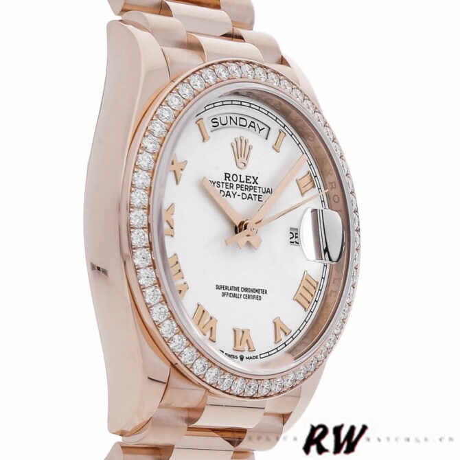 Replica Rolex Day-Date 128345RBR White Dial Everose Gold 36MM Unisex Watch