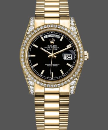 Replica Rolex Day-Date 118388 Black Index Dial 36mm Unisex Watch