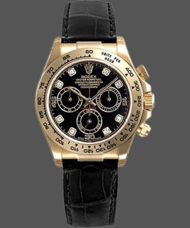 Rolex Daytona 116518 Black Diamond Dial Black Leather strap 40mm Mens Replica Watch
