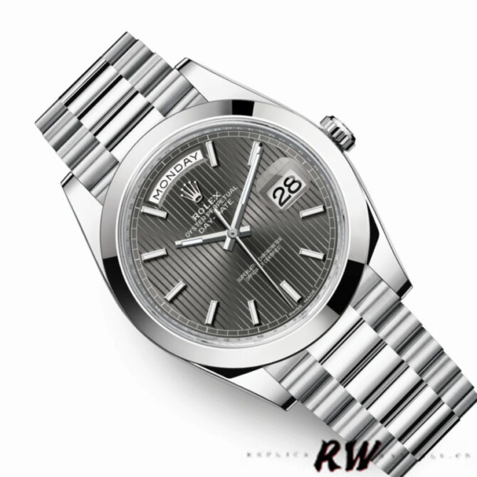 Replica Rolex Day-Date 228206 Dark Rhodium Grey Dial Platinum 40MM Mens Watch