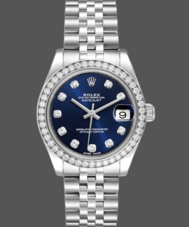 Rolex Datejust 178384 Blue Dial Diamond Bezel 31MM Lady Replica Watch