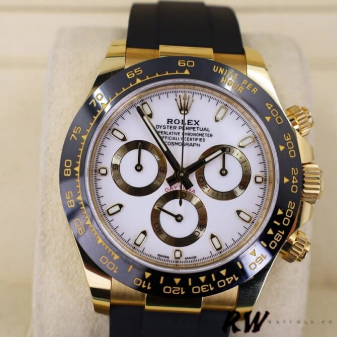 Rolex Cosmograph Daytona 116518LN White Dial Black Rubber Strap 40mm Mens Replica Watch