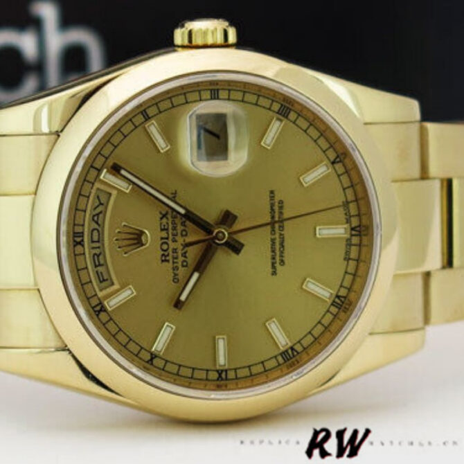 Replica Rolex Day-Date 118209 White Gold Silver Diamond Dial Automatic 36mm Unisex Watch