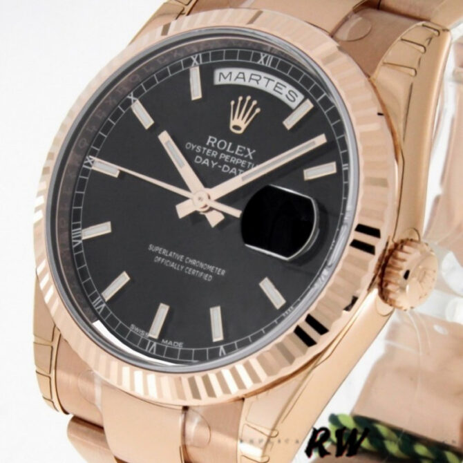 Replica Rolex Day-Date 118235 Rose Gold Chocolate Brown Dial 36mm Unisex Watch