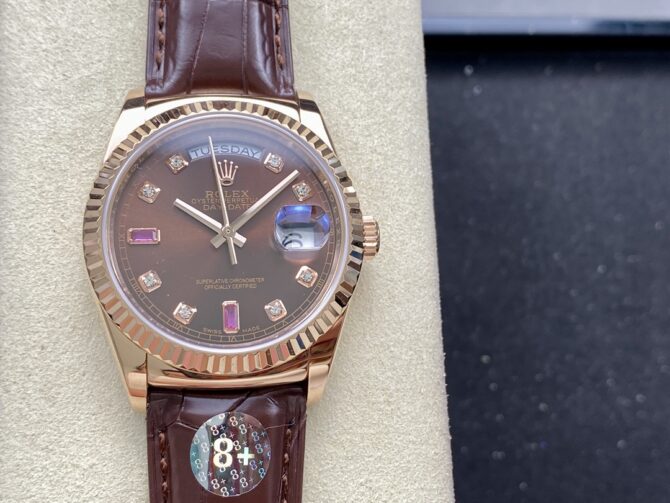 Replica Rolex Day Date 36 Everose Diamond Chocolate 118135 0020 Watch