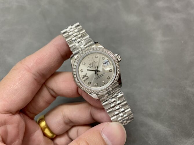 Rolex Datejust 28 Silver Dial Diamond Bezel m279384rbr 0021 Women's Watch