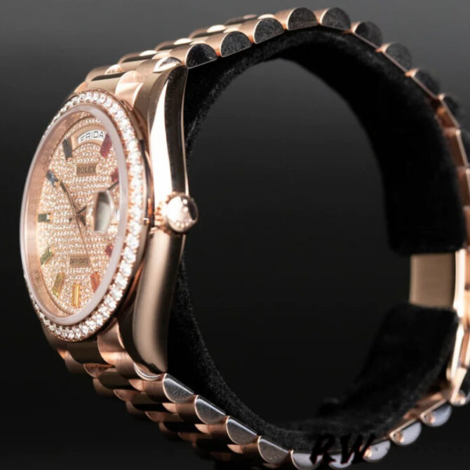 Replica Rolex Day-Date 36MM 128345RBR 0028 Mother of Pearl White Dial Everose Gold Unisex Watch