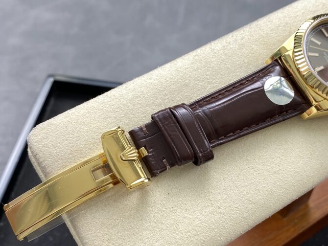 Replica Rolex Day Date 36 Yellow Gold Chocolate Dial 118138 0005 Leather Watch