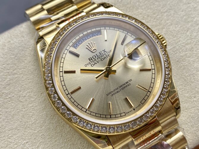 Replica Rolex Day-Date 128348RBR Dark Grey Dial Yellow Gold 36MM Unisex Watch