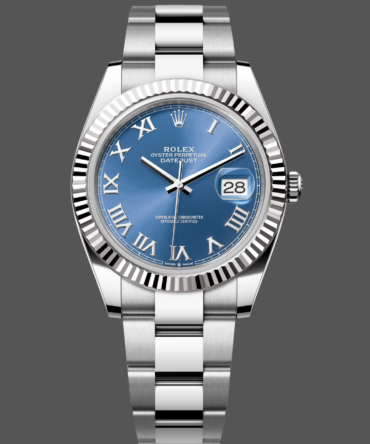 Rolex Datejust 126334 0025 Fluted Bezel Blue Roman Numeral Dial 41MM Mens Replica Watch