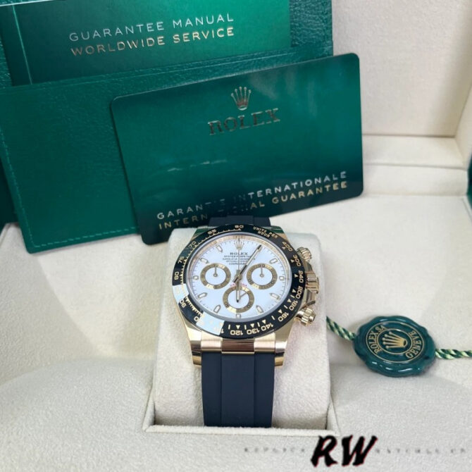 Rolex Cosmograph Daytona 116518LN White Dial Black Rubber Strap 40mm Mens Replica Watch