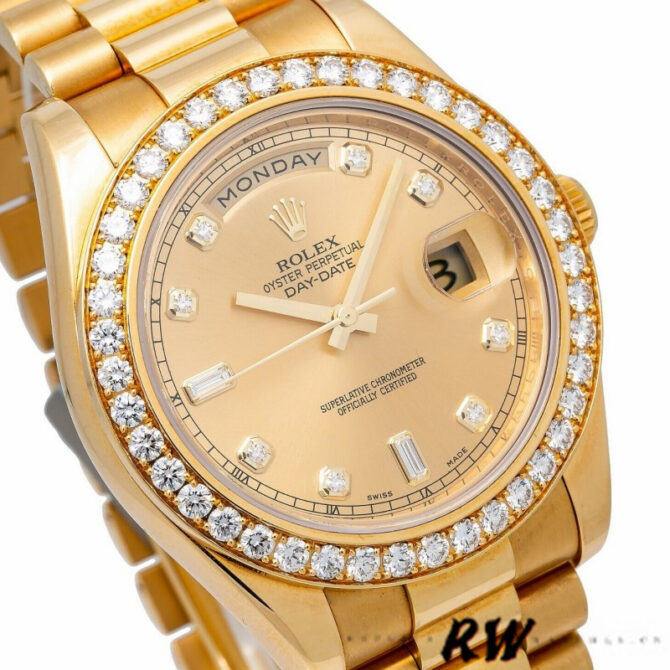 Replica Rolex Day-Date 218348 Champagne Diamonds Dial 41MM Mens Watch