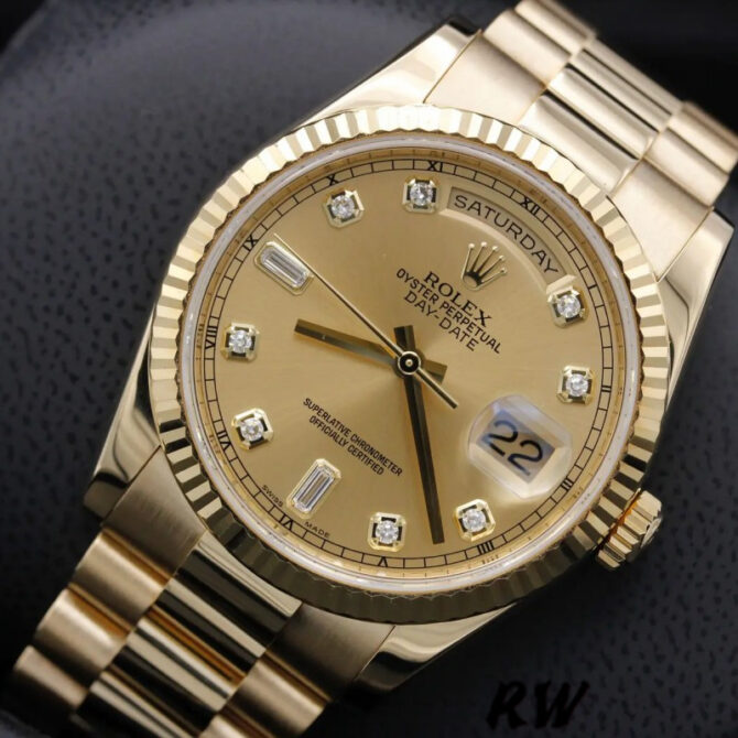 Replica Rolex Day-Date 118235 MOP Black Dial 36mm Unisex Watch