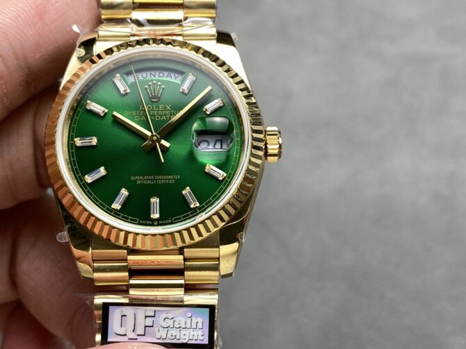 Replica Rolex Day Date 36 Yellow Gold Automatic Green Diamond Dial M128238 0130