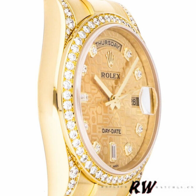 Replica Rolex Day-Date 118388 Champagne Roman Numeral Dial 36MM Unisex Watch
