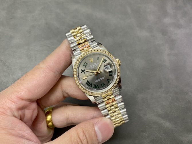 Rolex Datejust 36 Yellow Gold & Diamonds Slate Wimbledon Roman Dial m126283rbr 0021