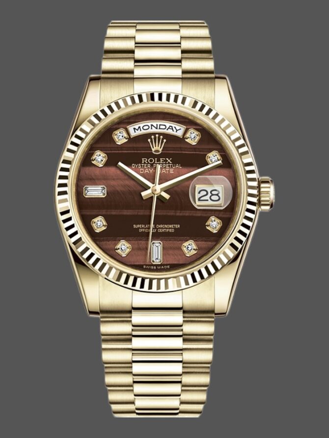 Replica Rolex Day-Date 118235 Rose Gold Chocolate Brown Dial 36mm Unisex Watch
