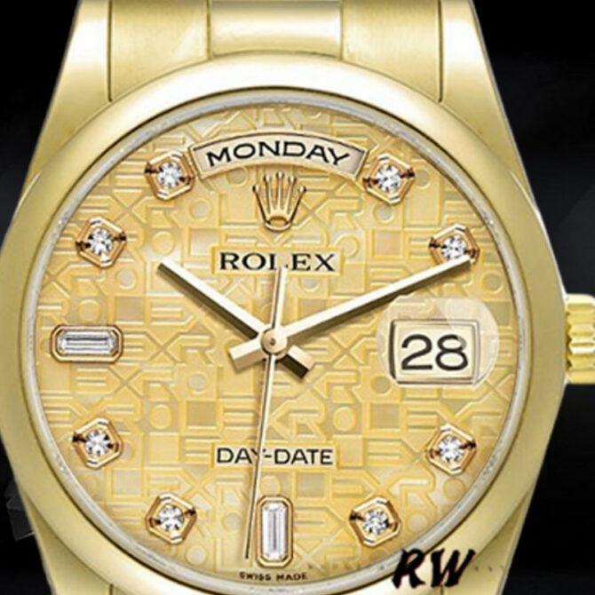 Replica Rolex Day-Date 118209 Black dial white gold 36mm Unisex Watch