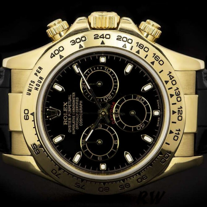 Rolex Cosmograph Daytona 116518 Black Leather Strap 40MM Mens Replica Watch