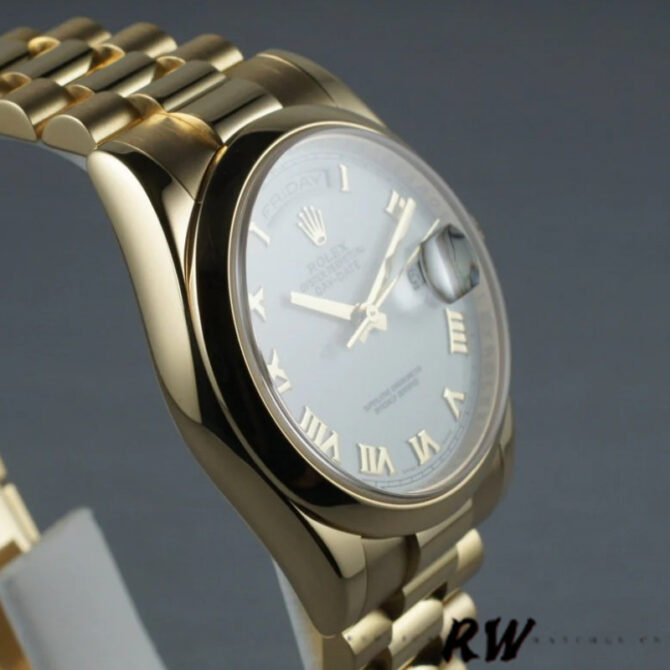 Replica Rolex Day-Date 118208 White Roman Dial Roman Numerals 36mm Unisex Watch