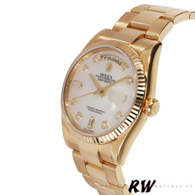 Replica Rolex Day-Date 118238 MOP White Dial 36mm Unisex Watch