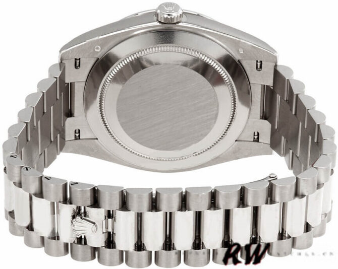 Replica Rolex Day-Date 228398TBR Silver Diagonal Motif Dial Diamond Bezel 40mm Mens Watch