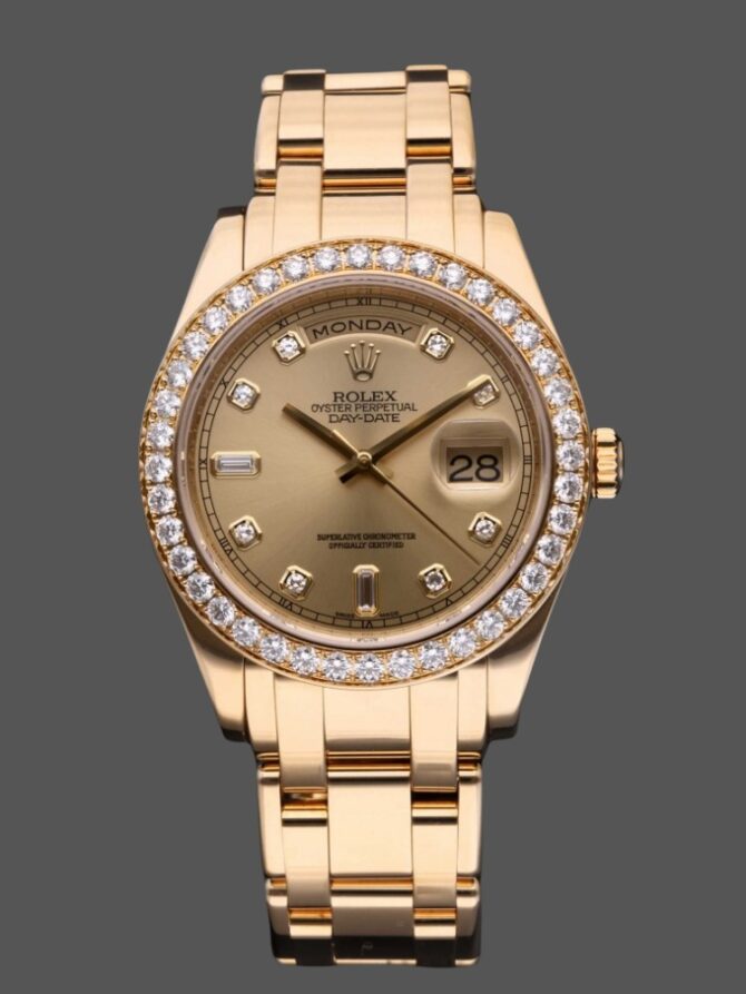 Replica Rolex Day-Date 18948 Champagne Diamond Dial Special Edition 39MM Mens Watch