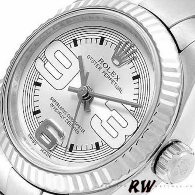 Rolex Oyster Perpetual 176234 Silver Maxi Arabic Dial 26mm Lady Replica Watch