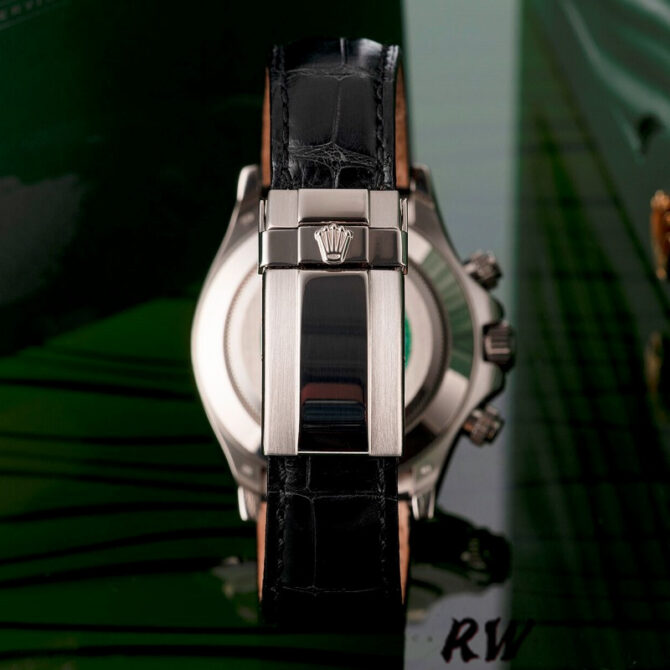 Rolex Daytona 116519 Black Alligator Leather strap silver Dial 40mm Mens Replica Watch