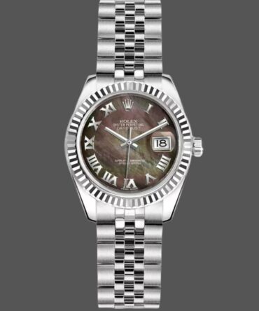 Rolex Datejust 179174 Dark Mother Of Pearl Dial Fluted Bezel 26MM Lady Replica Watch