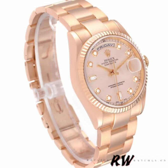 Replica Rolex Day-Date 118235 Rose Gold Chocolate Brown Dial 36mm Unisex Watch