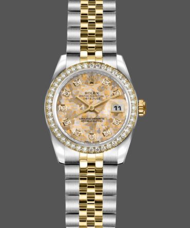 Rolex Datejust 179383 Jubilee Crystal Grey and Champagne Dial 26MM Lady Replica Watch