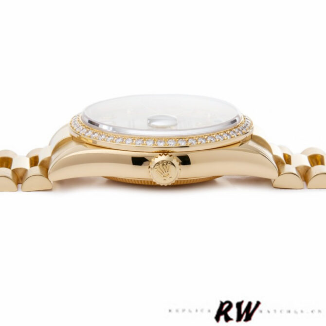 Replica Rolex Day-Date 118348 Silver Diamond Dial 36mm Unisex Watch