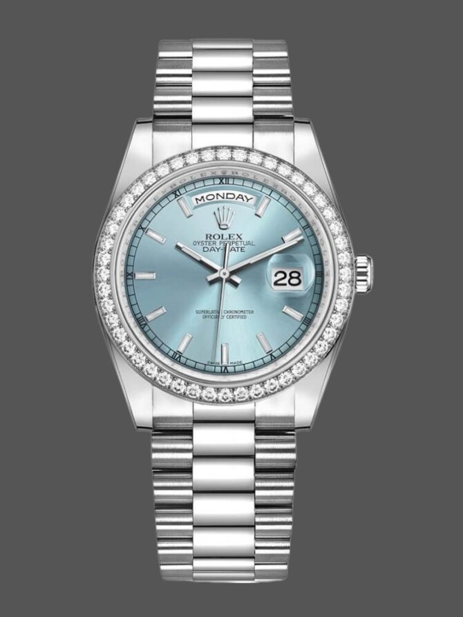 Replica Rolex Day-Date 118239 Rhodium Roman Dial 36mm Unisex Watch
